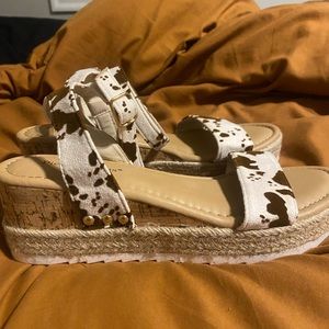 Cow print espadrilles sz 9